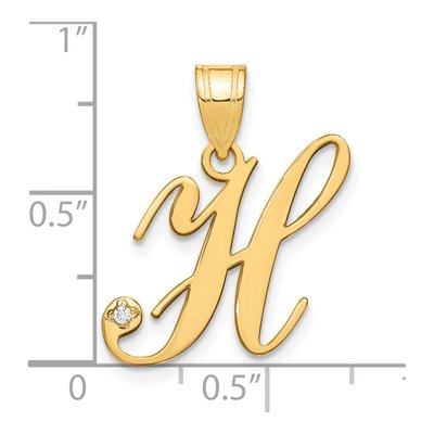 14K Yellow Gold Diamond Script Letter H Pendant – view 4