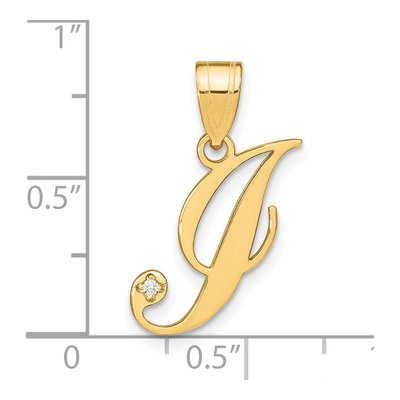 14K Yellow Gold Diamond Script Letter I Pendant – view 4