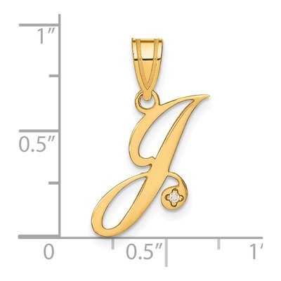 14K Yellow Gold Diamond Letter J Pendant – view 5