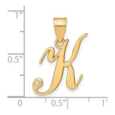 14K Yellow Gold Diamond Letter K Pendant – view 5