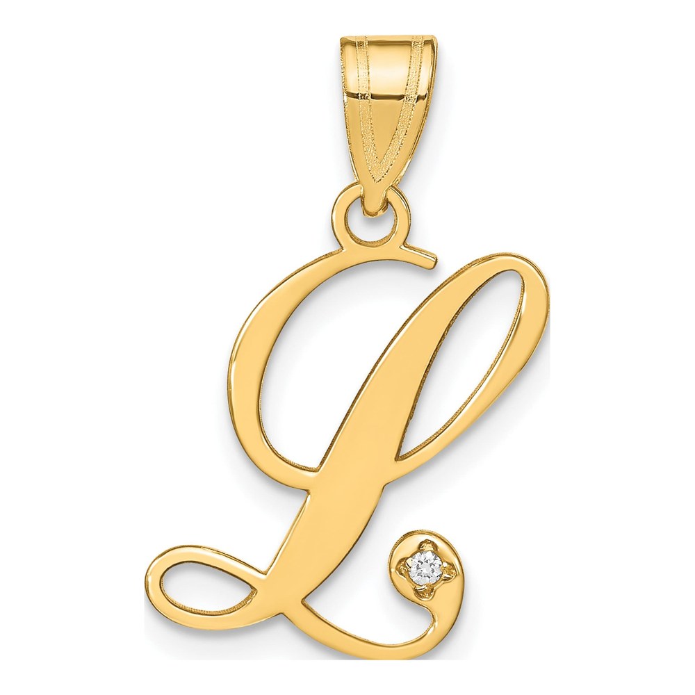 14K Yellow Gold Diamond Letter L Pendant