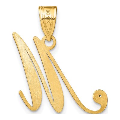 14K Yellow Gold Diamond Script Letter M Pendant – view 4
