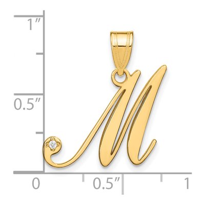 14K Yellow Gold Diamond Script Letter M Pendant – view 5