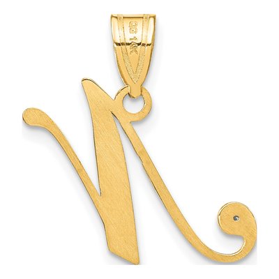 14K Yellow Gold Diamond Script Letter N Pendant – view 4