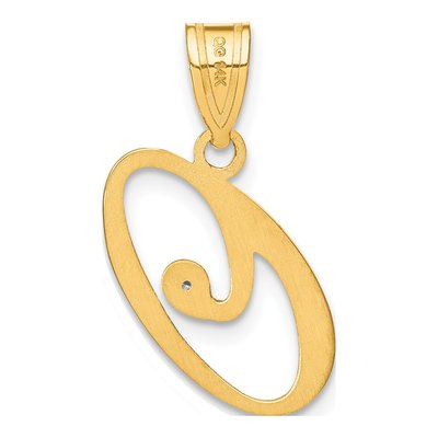 14K Yellow Gold Diamond Script Letter O Pendant – view 4