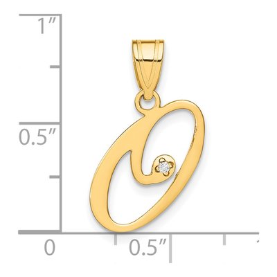 14K Yellow Gold Diamond Script Letter O Pendant – view 5