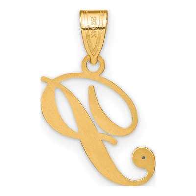14K Yellow Gold Diamond Script Letter P Pendant – view 4