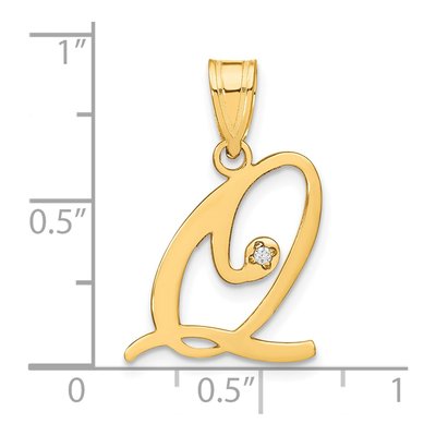 14K Yellow Gold Diamond Letter Q Pendant – view 5