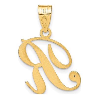 14K Yellow Gold Diamond Letter R Pendant – view 4