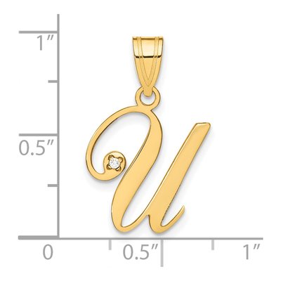 14K Yellow Gold Diamond Letter U Pendant – view 4