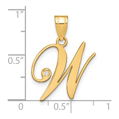 14K Yellow Gold Diamond Letter W Pendant – view 4