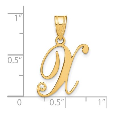 14K Yellow Gold Diamond Script Letter X Pendant – view 5