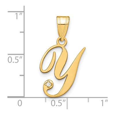 14K Yellow Gold Diamond Script Letter Y Pendant – view 5
