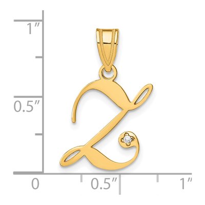 14K Yellow Gold Diamond Script Letter Z Pendant – view 4