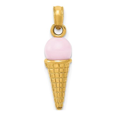 14K Yellow Gold Ice Cream Cone Charm