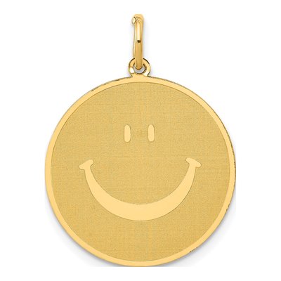 14K Yellow Gold Smiley Face Pendant