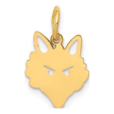 14K Yellow Gold Fox Head Pendant