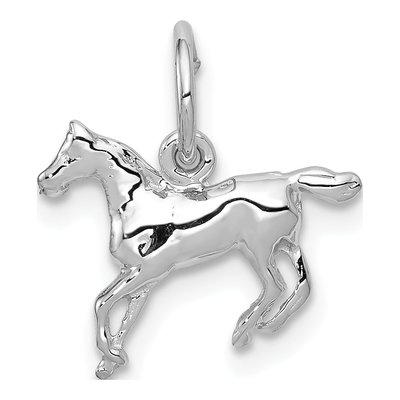 14K White Gold Cantering Horse Pendant