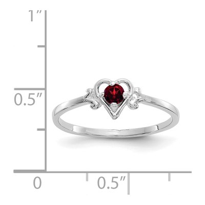 14K White Gold Garnet Heart Birthstone Ring – view 3