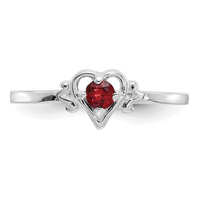 14K White Gold Garnet Heart Birthstone Ring – view 5