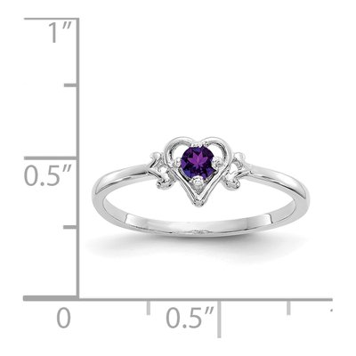 14K White Gold Amethyst Heart Ring – view 3