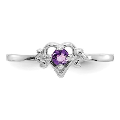 14K White Gold Amethyst Heart Ring – view 5
