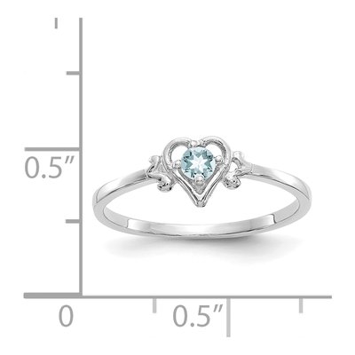 14K White Gold Aquamarine Heart Birthstone Ring – view 3