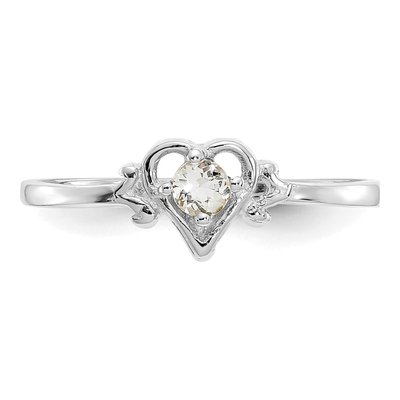 14K White Gold Aquamarine Heart Birthstone Ring – view 5