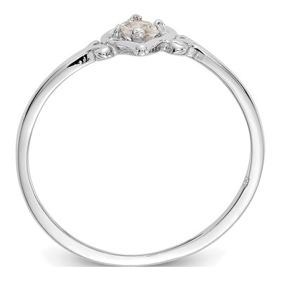 14K White Gold White Topaz Heart Birthstone Ring – view 2