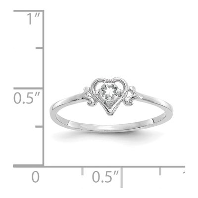 14K White Gold White Topaz Heart Birthstone Ring – view 3