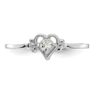 14K White Gold White Topaz Heart Birthstone Ring – view 5