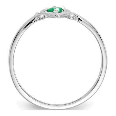 14K White Gold Emerald Heart Birthstone Ring – view 2