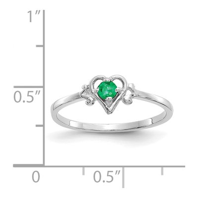 14K White Gold Emerald Heart Birthstone Ring – view 3