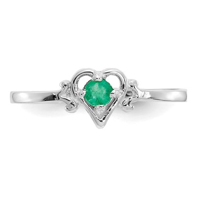 14K White Gold Emerald Heart Birthstone Ring – view 5