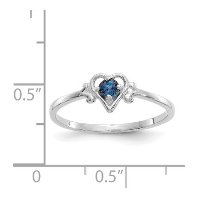 14K White Gold Lab-Created Alexandrite Birthstone Heart Ring – view 3