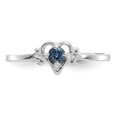 14K White Gold Lab-Created Alexandrite Birthstone Heart Ring – view 5