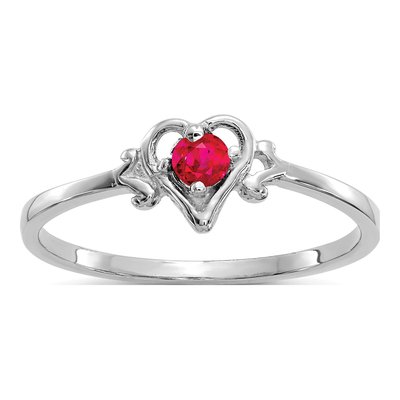 14K White Gold Ruby Heart Ring