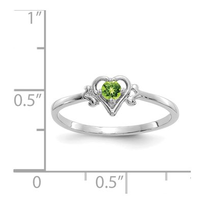 14K White Gold Peridot Heart Birthstone Ring – view 3