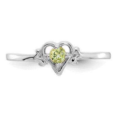 14K White Gold Peridot Heart Birthstone Ring – view 5