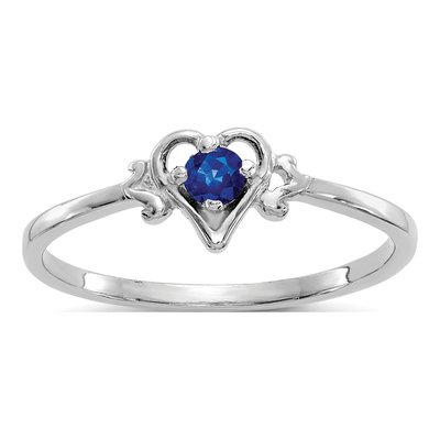 14K White Gold Sapphire Heart Ring