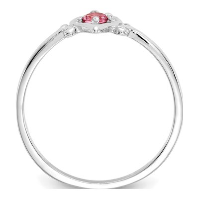 14K White Gold Pink Tourmaline Heart Ring – view 2