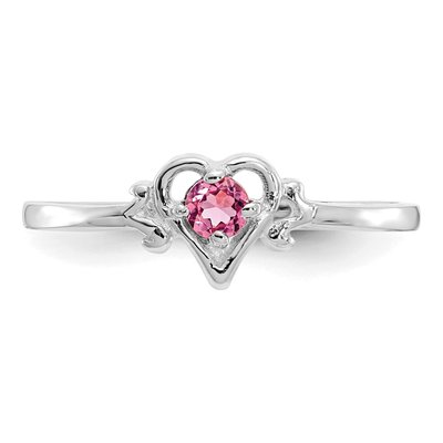 14K White Gold Pink Tourmaline Heart Ring – view 5
