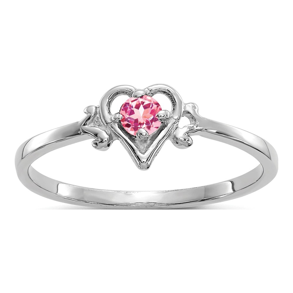 14K White Gold Pink Tourmaline Heart Ring