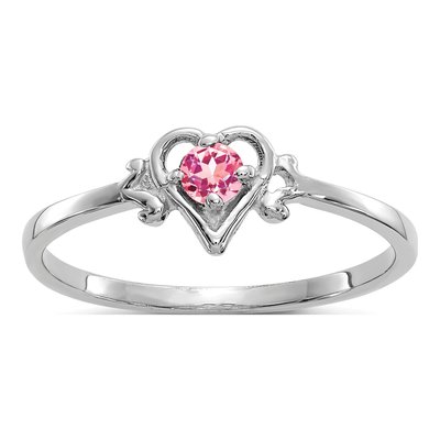 14K White Gold Pink Tourmaline Heart Ring
