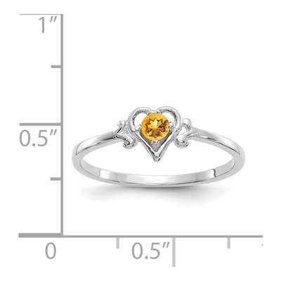 14K White Gold Citrine Heart Birthstone Ring – view 3