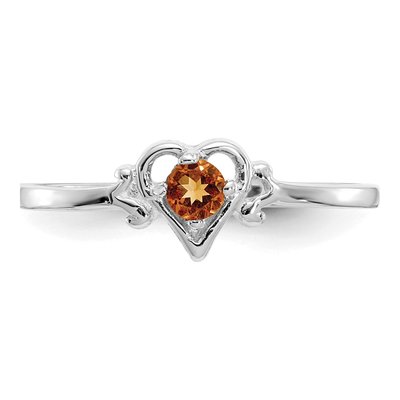 14K White Gold Citrine Heart Birthstone Ring – view 5