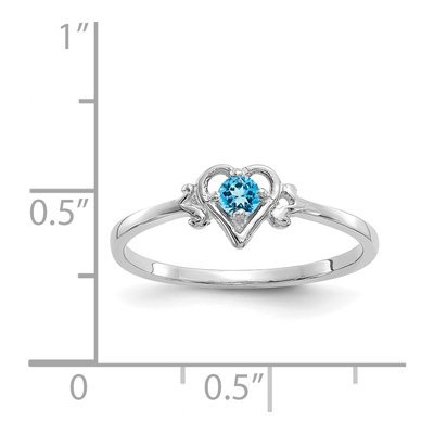 14K White Gold Swiss Blue Topaz Heart Ring – view 3