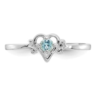 14K White Gold Swiss Blue Topaz Heart Ring – view 5