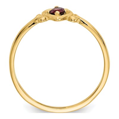 14K Yellow Gold Garnet Heart Birthstone Ring – view 2