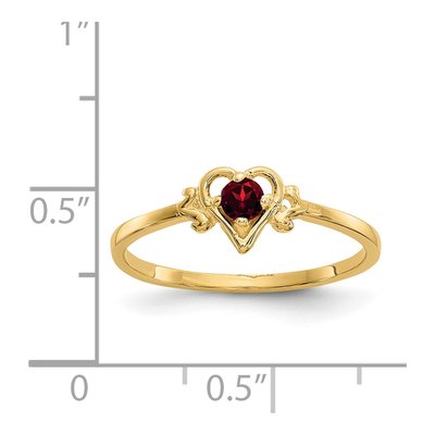 14K Yellow Gold Garnet Heart Birthstone Ring – view 3